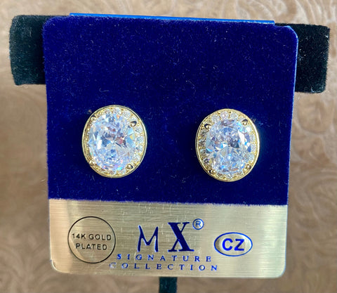 Fossick Brilliant Oval CZ & Gold Studs