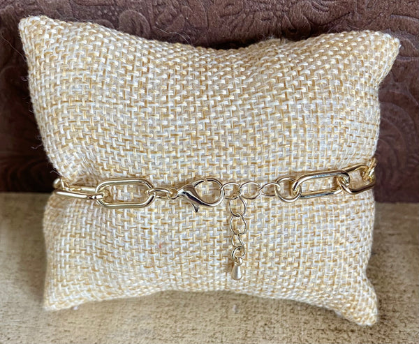 Fossick Gold Paper Click Chain Bracelet With CZ Accents