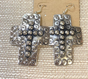 Cross Earrings With Ball Accent