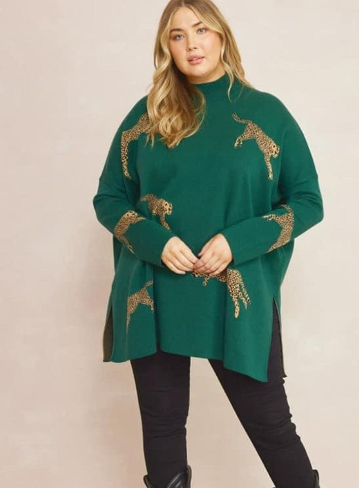 Leopard Sweater -Green