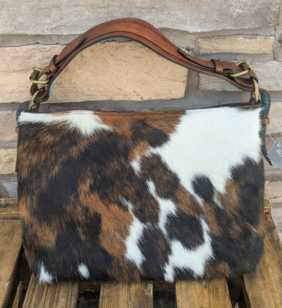 Juan Antonio Cowhide Tote with Turquoise Back Tote (In Stock)