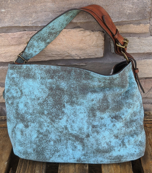 Juan Antonio Cowhide Tote with Turquoise Back Tote (In Stock)