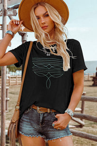 Boot Scootin Western Fashion Geometric Embroidered T Shirt