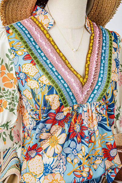 "Boho Babe" Fashion-W Crochet Floral Blouse