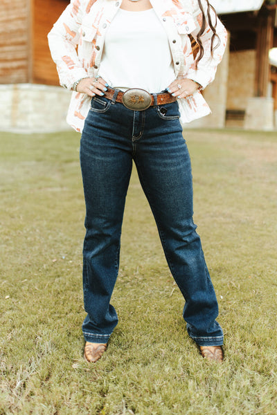 High Rise Western Yoke Trouser Jeans