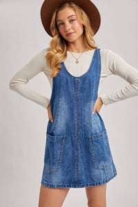 “Denim Daydreams” Denim Washed Pocket Dress