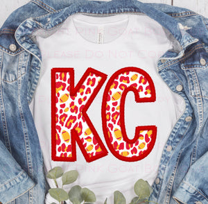 Faux Embroidered Leopard KC Chiefs