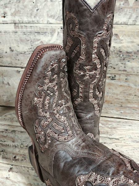 Ladies Brown Shimmer Boots