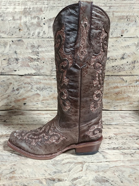 Ladies Brown Shimmer Boots
