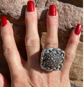 Dian Malouf Sterling Silver Caviar Ring (6-8 week production)