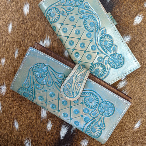 Turquoise Tooled Wallet