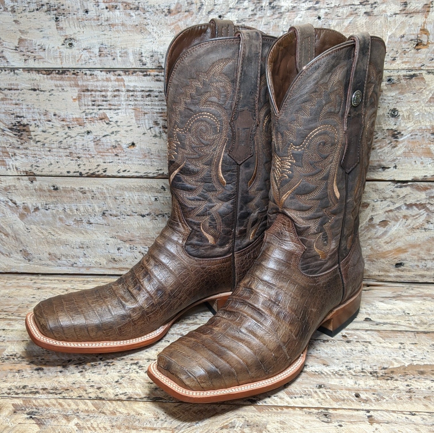 Tanner Mark Caiman Print Boot (Size 8.5D, 9.5D)
