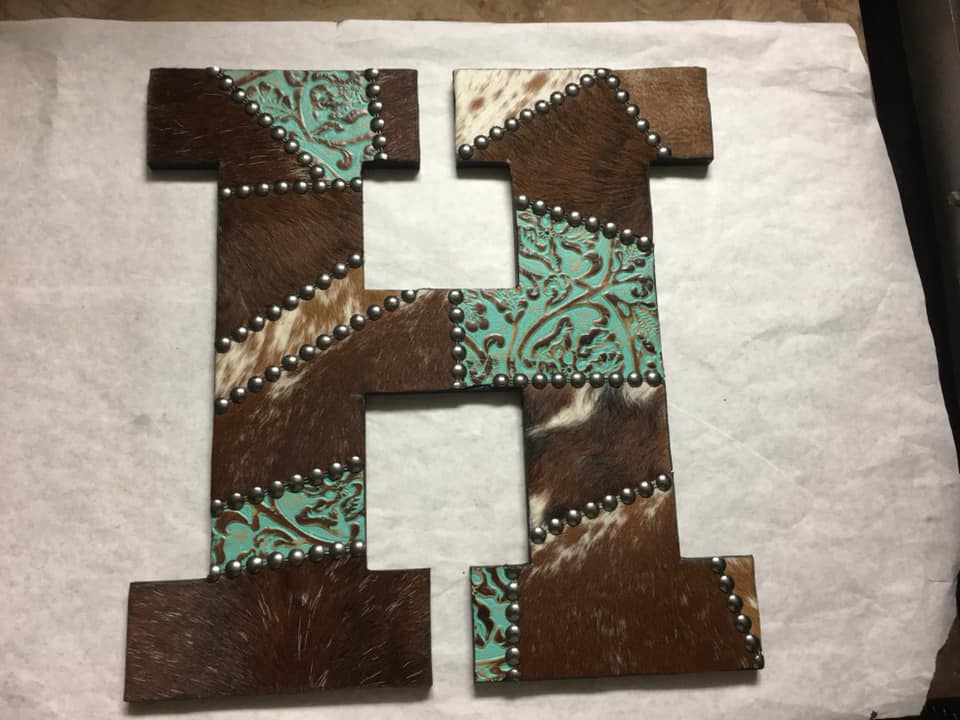 Custom Initial Letters Luxury Palm Pattern Cowhide Men's Genuine